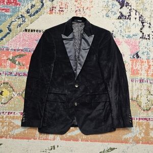 Murano Mens Small Velvet Blazer Sport Coat Jacket Formal Wedding Satin Lapel